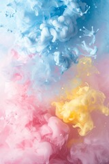 pastel light colors splash paint, smokey background