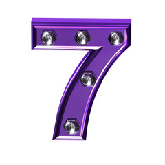Purple symbol with bolts. letter 7