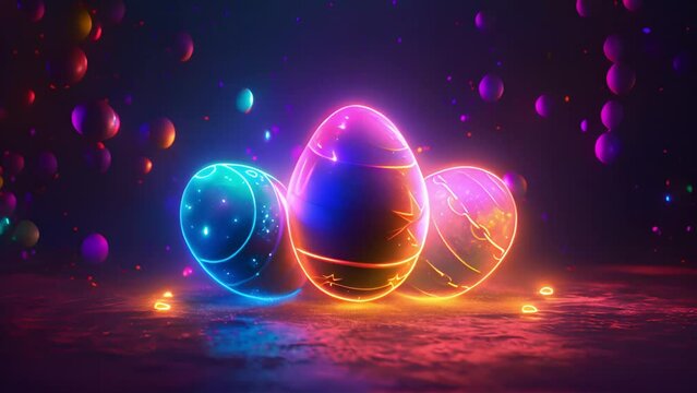 Easter egg animation 4k, Happy Easter background effect with cute colorful decorated Easter egg sparkling. Retro design moving around