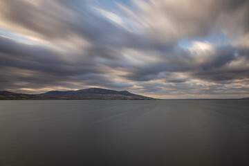 Lake landscape Musov Czech Republic. Long exposure.