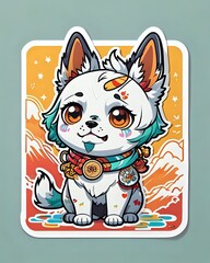 Illustration of a cute cartoon Dog sticker with vibrant colors and a playful expression