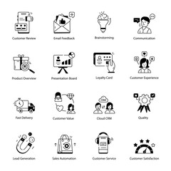 Trendy Linear Icons Depicting Customer Services 

