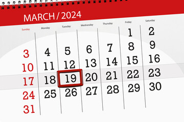 Calendar 2024, deadline, day, month, page, organizer, date, March, tuesday, number 19