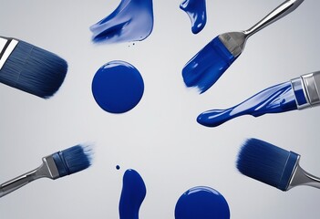 Blue paint brush stroke smear color texture swatch background lipstick white smudge isolated Brush m - Powered by Adobe