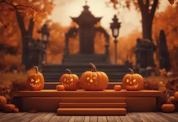  Halloween podium background pumpkin product platform scene display Background orange autumn podium 3 © ArtisticLens