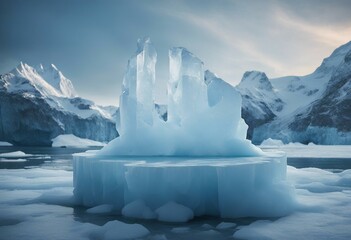 Ice background podium cold winter snow product platform floor frozen mountain iceberg Podium glacier