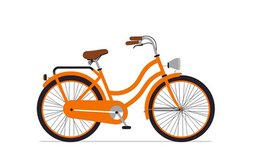 Fototapeta premium Bicycle on white or transparent background, flat illustration. AI Generated.