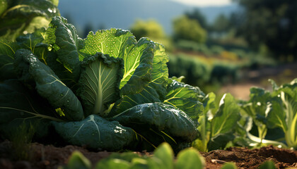 Recreation of a cabbage in a field - obrazy, fototapety, plakaty