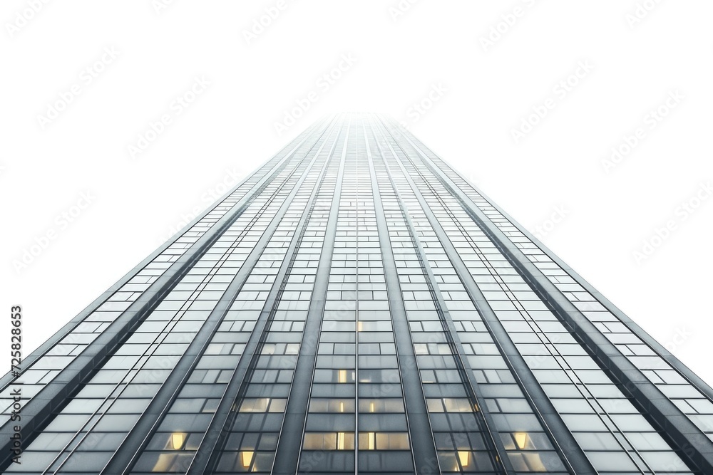 Poster A tall building with a clock on the top. Suitable for various uses