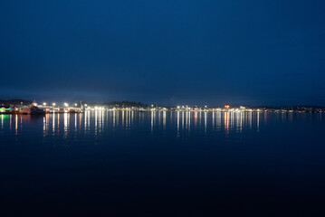 Port Lights on the water at Dusk