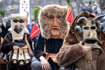 Masquerade festival in Pernik, Bulgaria. Culture, indigenous - obrazy, fototapety, plakaty