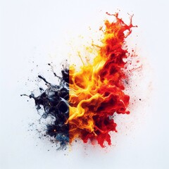 Belgium flag what Splash of water and flame. AI generated illustration