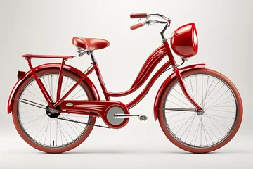 Afwasbaar Fotobehang Fiets Classic red vintage bicycle against a clean, white background