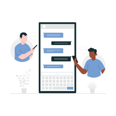 messaging illustration concept using mobile phone