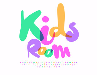Vector cute banner Kids Room with unique Alphabet Letters and Numbers set. Watercolor bright Font.