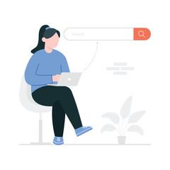 women browsing the internet illustration concept
