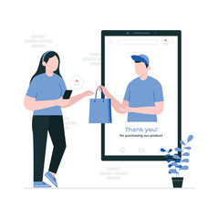 women shopping in the online store illustration concept