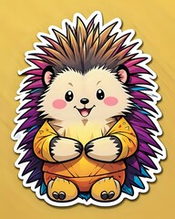 Illustration of a cute Rabbit Porcupine sticker with vibrant colors and a playful expression