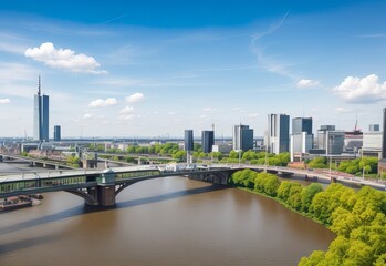 Obraz premium Panoramic view on bridges over main river
