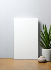 White poster canvas on wall with clean blank for design, advertising and other content picture