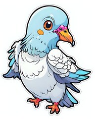 Obraz premium Illustration of a cute Pigeon sticker with vibrant colors and a playful expression