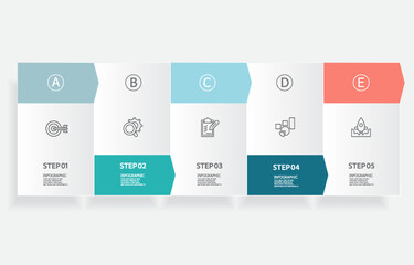 infographics timeline  element business data visualization steps report layout template background with business line icon 5 steps