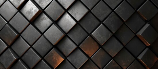 3d illustration hard tiled metal steel texture background. AI generated image