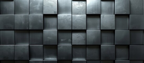 3d illustration dark grey hard tile metal steel texture background. AI generated image