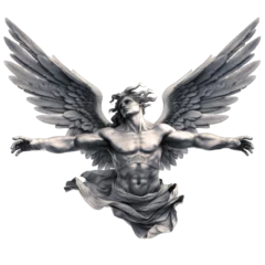 Foto op Canvas statue of an angel with arms wide open on a transparent background png isolated © Eduardo
