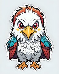 Fototapeta premium Illustration of a cute Eagle sticker with vibrant colors and a playful expression