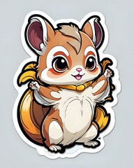 Illustration of a cute Flying squirrel sticker with vibrant colors and a playful expression