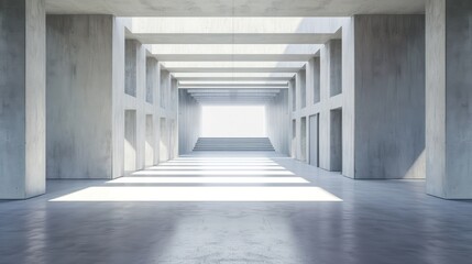 Abstract empty modern showroom interior design with concrete wall background. AI generated