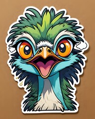Fototapeta premium Illustration of a cute Emu sticker with vibrant colors and a playful expression