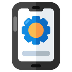 Gear inside phone, editable design icon of mobile management