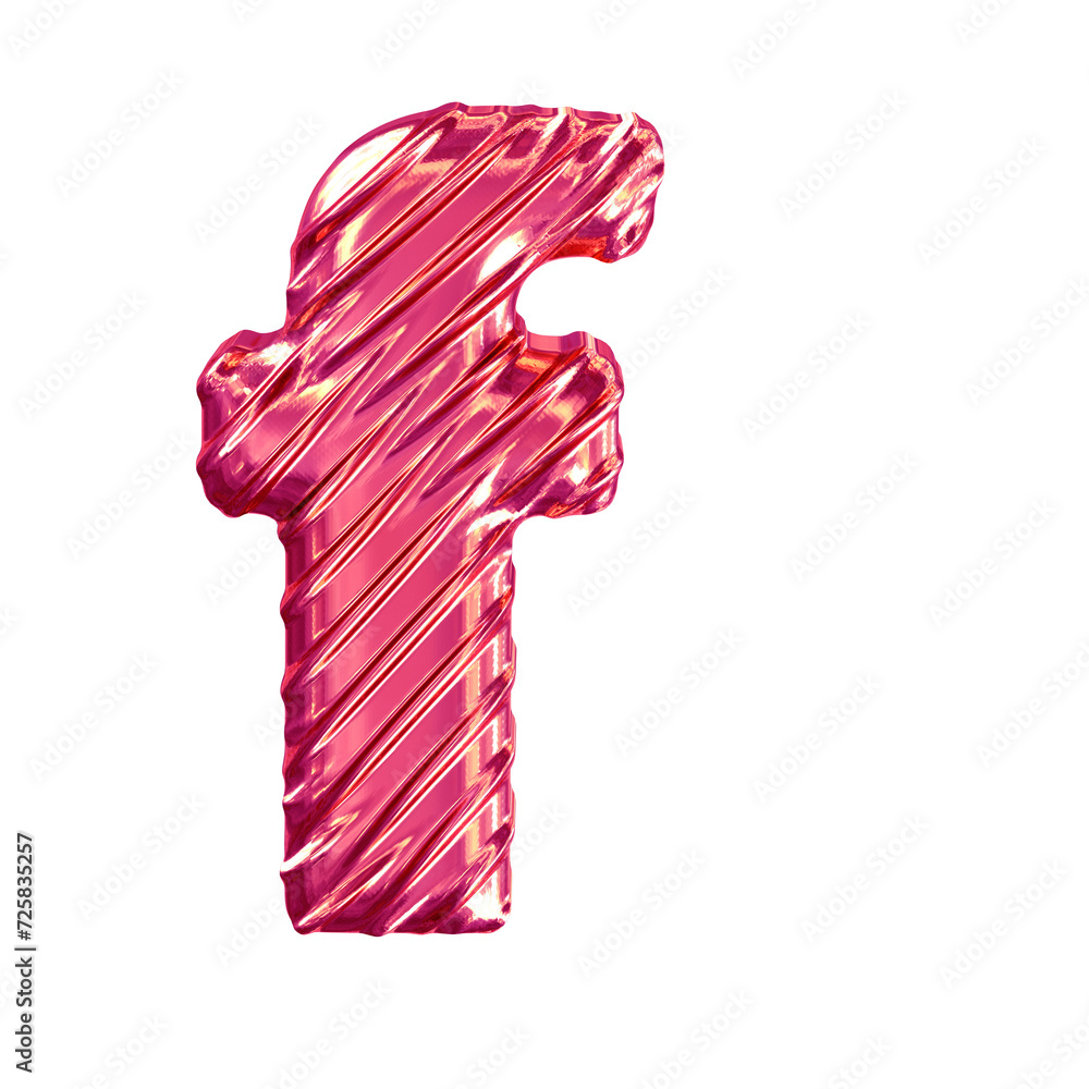 Wall mural ribbed pink symbol. letter f