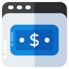 Dollar on webpage, icon of online money