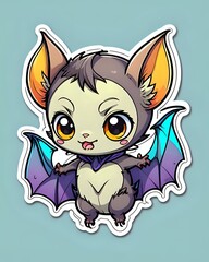 Illustration of a cute Bat sticker with vibrant colors and a playful expression