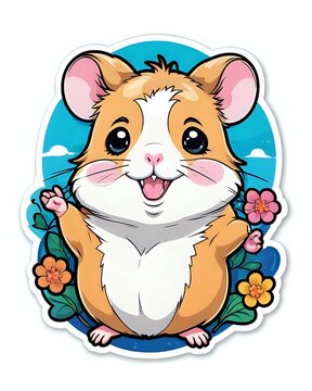 Illustration of a cute Hamster  sticker with vibrant colors and a playful expression