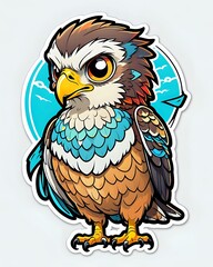 Illustration of a cute Hawk sticker with vibrant colors and a playful expression