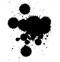 black watercolor dropped splash splatter on white background