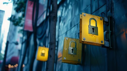 Fototapeta premium Security Measures: Locked Signs