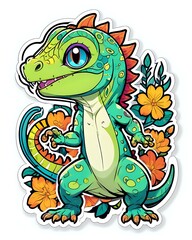 Obraz premium Illustration of a cute Lizard sticker with vibrant colors and a playful expression