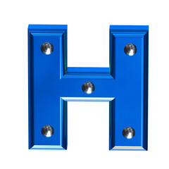 Blue symbol with metal rivets. letter h