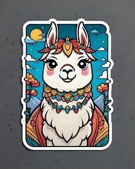 Illustration of a cute Llama sticker with vibrant colors and a playful expression