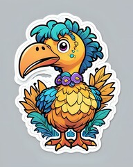 Illustration of a cute Dodo sticker with vibrant colors and a playful expression