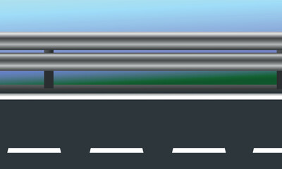 View of a road with road markings and a bump stop. Vector illustration.