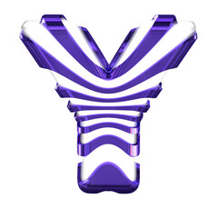 White symbol with dark purple straps. letter y