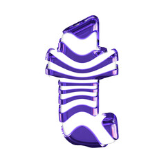 White symbol with dark purple straps. letter t