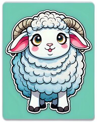 Illustration of a cute Sheep sticker with vibrant colors and a playful expression