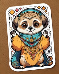 Illustration of a cute Meerkat sticker with vibrant colors and a playful expression